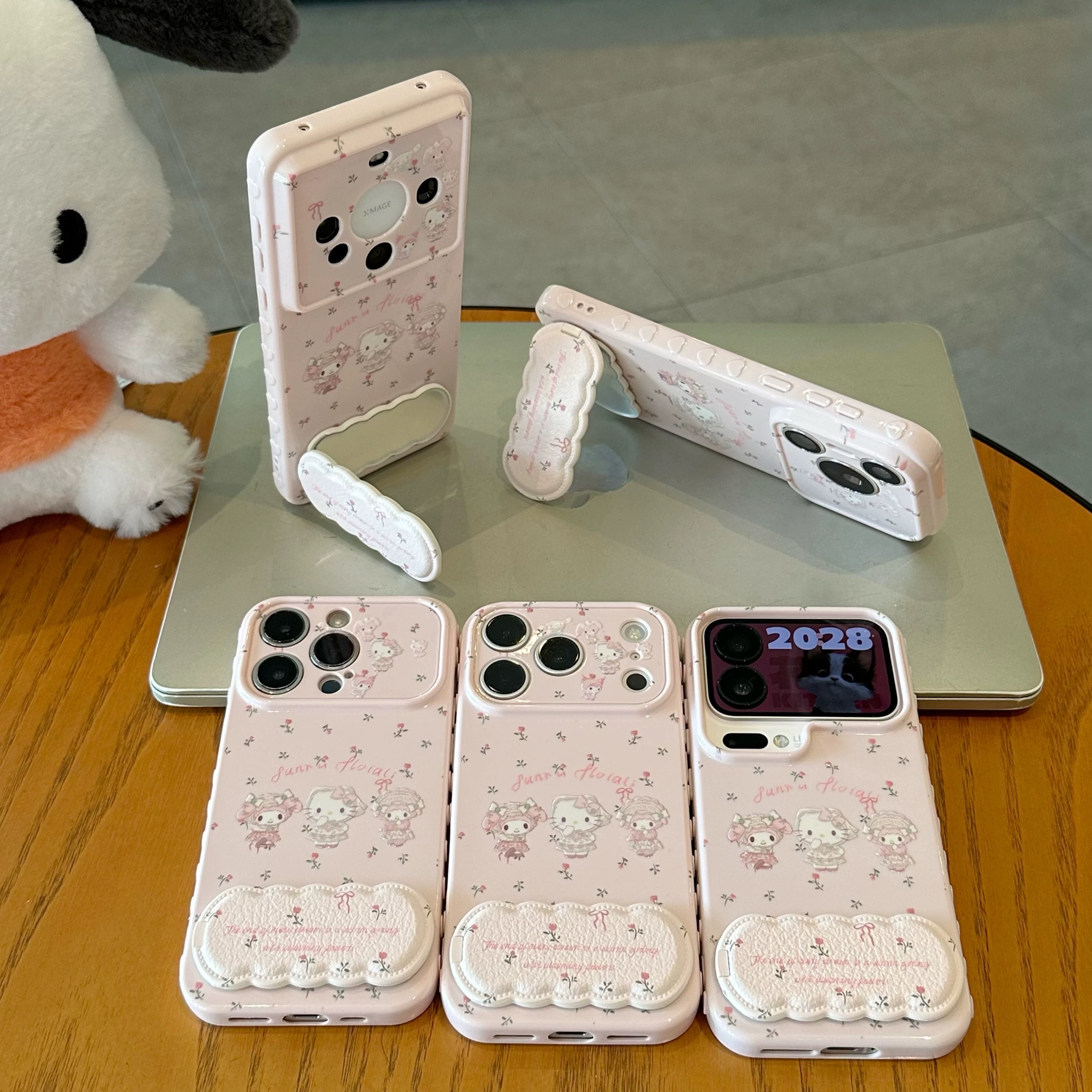 Ốp lưng Hello Kitty & My Melody hoa nhí kèm gương_O98 (Iphone, Huawei, Honor, OPPO, Vivo, Xiaomi & Redmi)