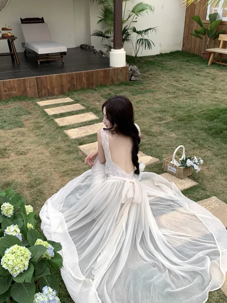 Váy hở lưng phối ren_Y42