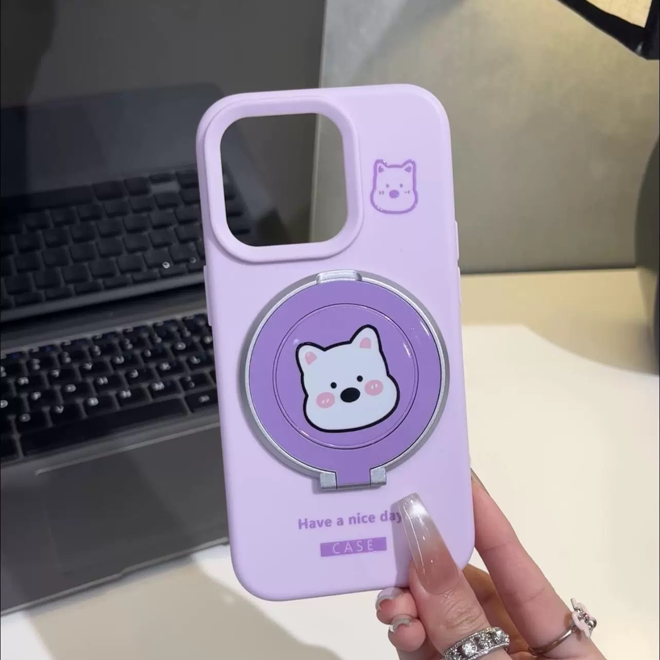 Ốp lưng mèo dễ thương kèm giá đỡ điện thoại_O25 (Tất cả các dòng Iphone)