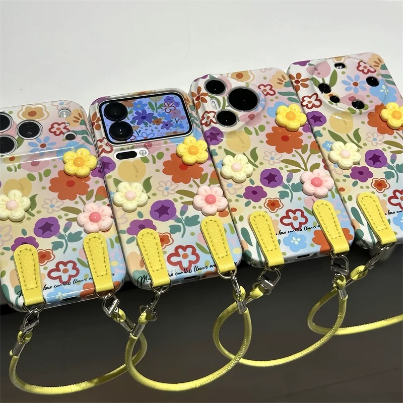 Ốp lưng hoa vintage kèm dây đeo_O09 (Iphone, Huawei, Honor, OPPO, Vivo, Xiaomi & Redmi)