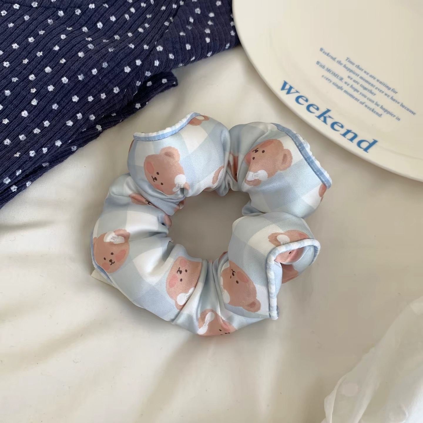 Scrunchie vải họa tiết bản lớn_R06