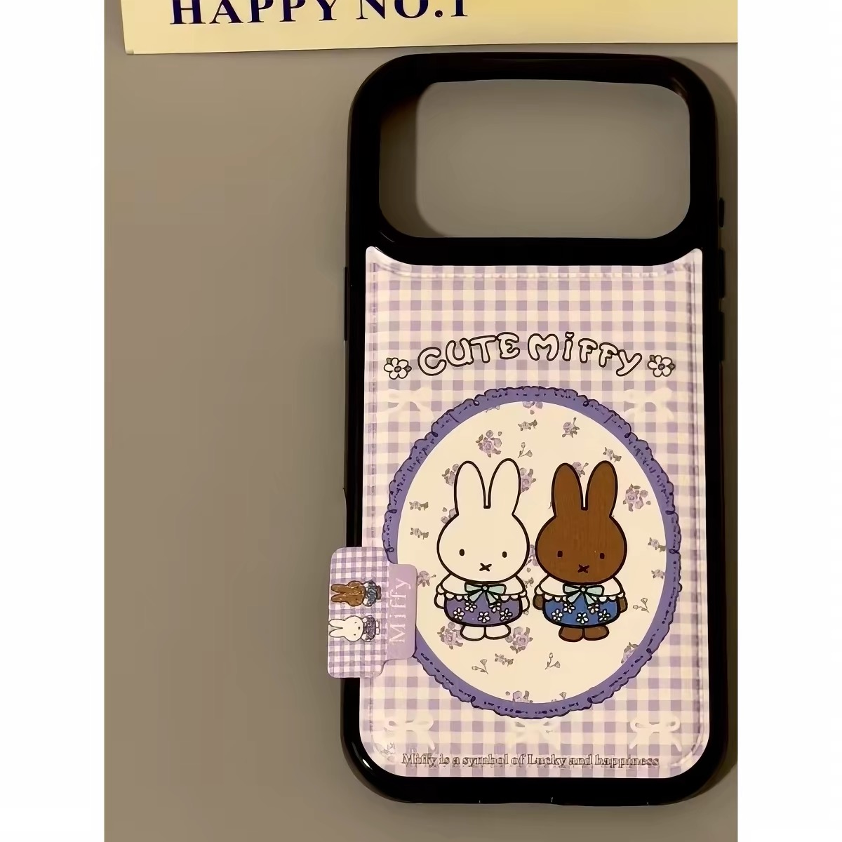 Ốp lưng Miffy caro tím, hình đôi thỏ dễ thương_O189 (Tất cả các dòng Iphone)