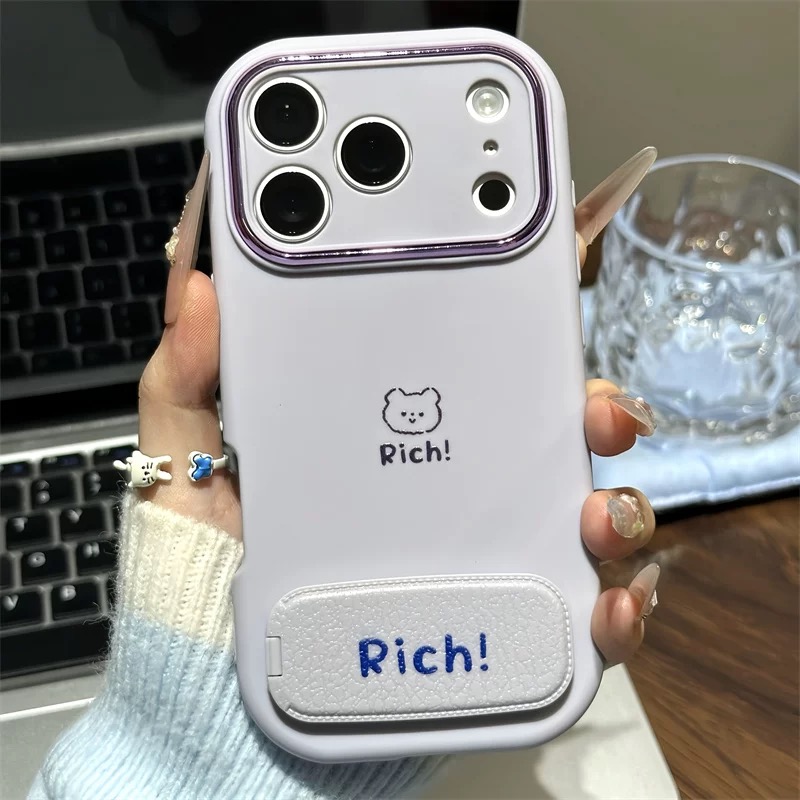 Ốp lưng Gấu Luck kèm gương_O124 (Iphone, Huawei, Honor, OPPO, Vivo, Xiaomi & Redmi)