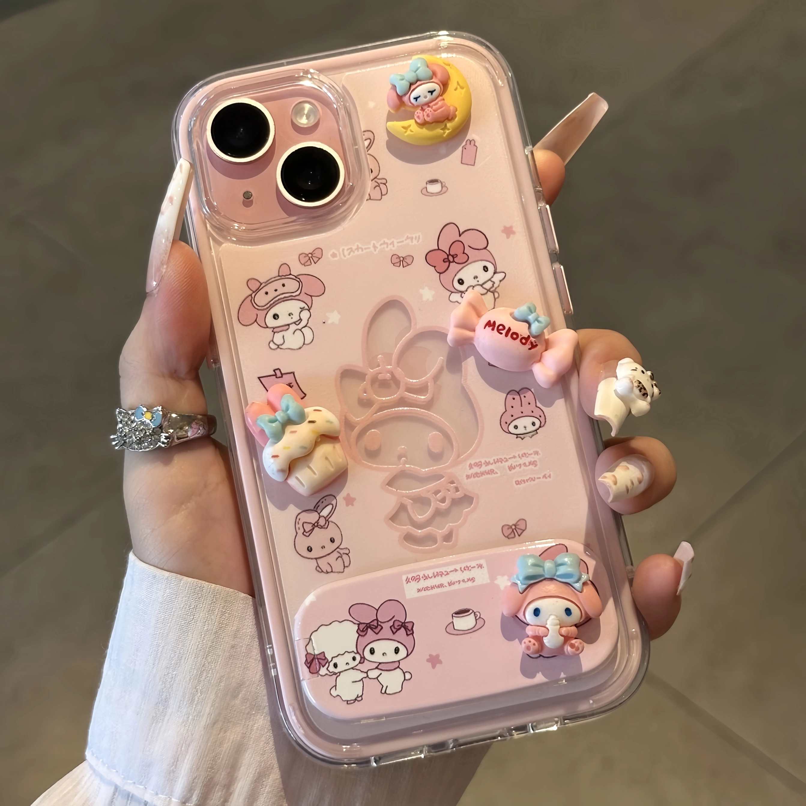 Ốp lưng Melody cute kèm giá gương_O141 (Iphone, Huawei, Honor, OPPO, Vivo, Xiaomi & Redmi)