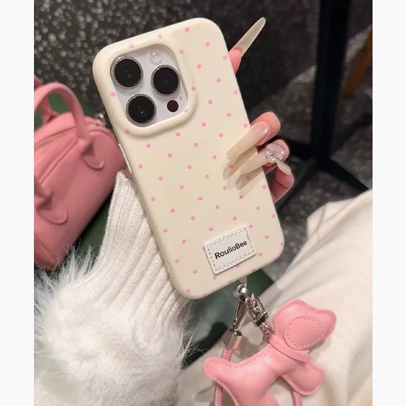 Ốp lưng chấm bi kèm charm chó_O52 (Iphone & Huawei)