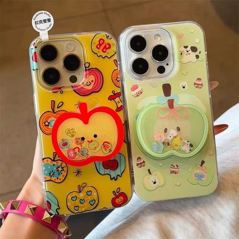 Ốp lưng táo họa tiết dễ thương kèm giá đỡ điện thoại_O233 (Iphone, Huawei, Honor, OPPO, Vivo, Xiaomi & Redmi)