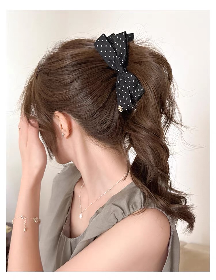 Kẹp tóc nơ chấm bi bản lớn_T34