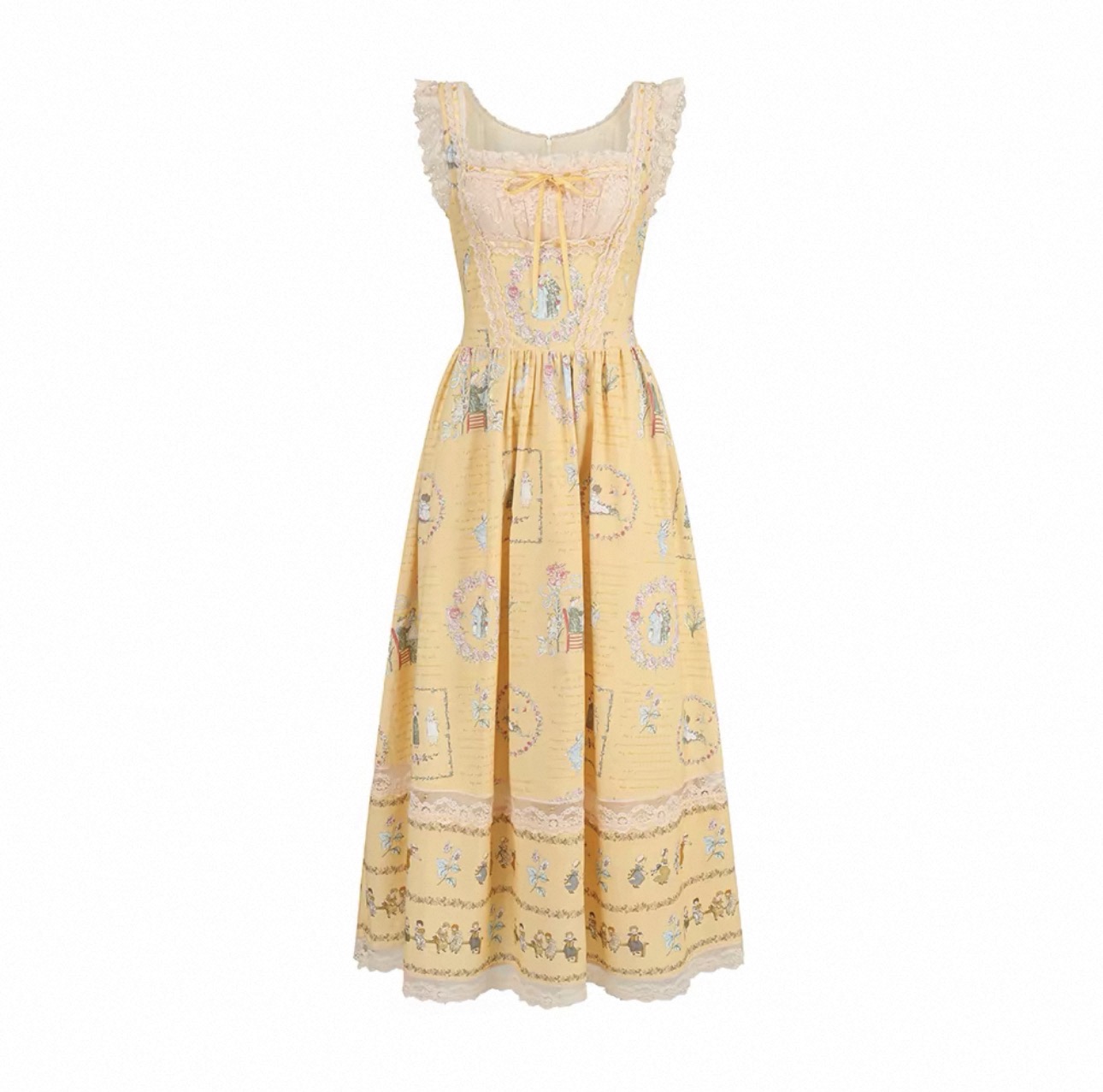 LaceMade váy vintage cổ điển họa tiết viền ren_Y92