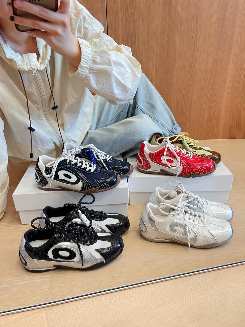 Giày sneaker nữ phối họa tiết thể thao độc đáo phong cách Y2K_S11