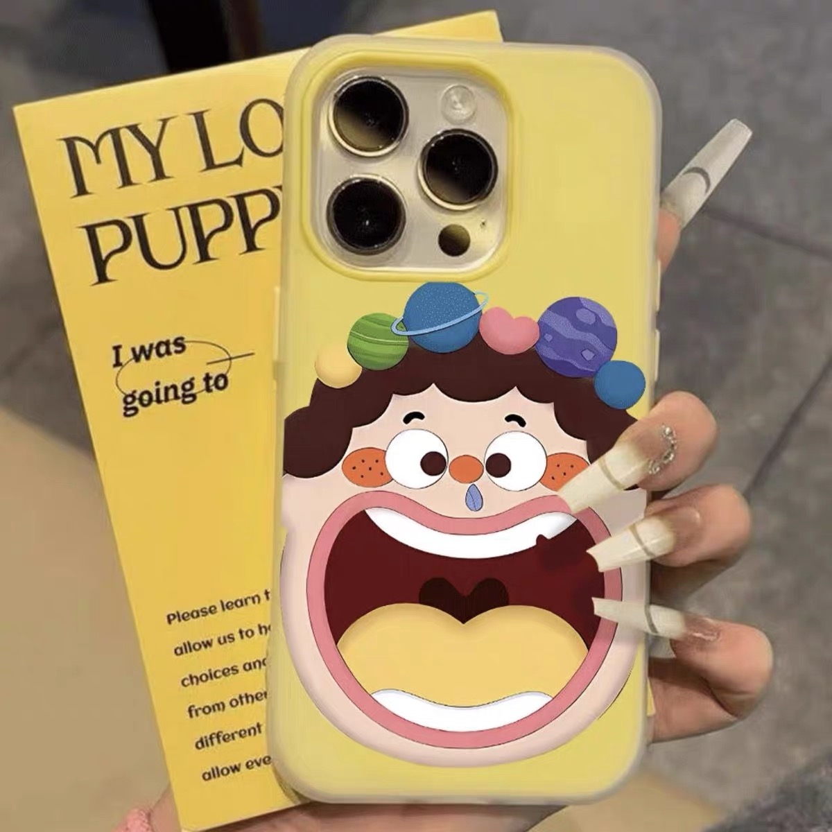 Ốp lưng mặt cười hoạt hình đính hạt pastel_O199 (Iphone, Huawei, Vivo, OPPO)