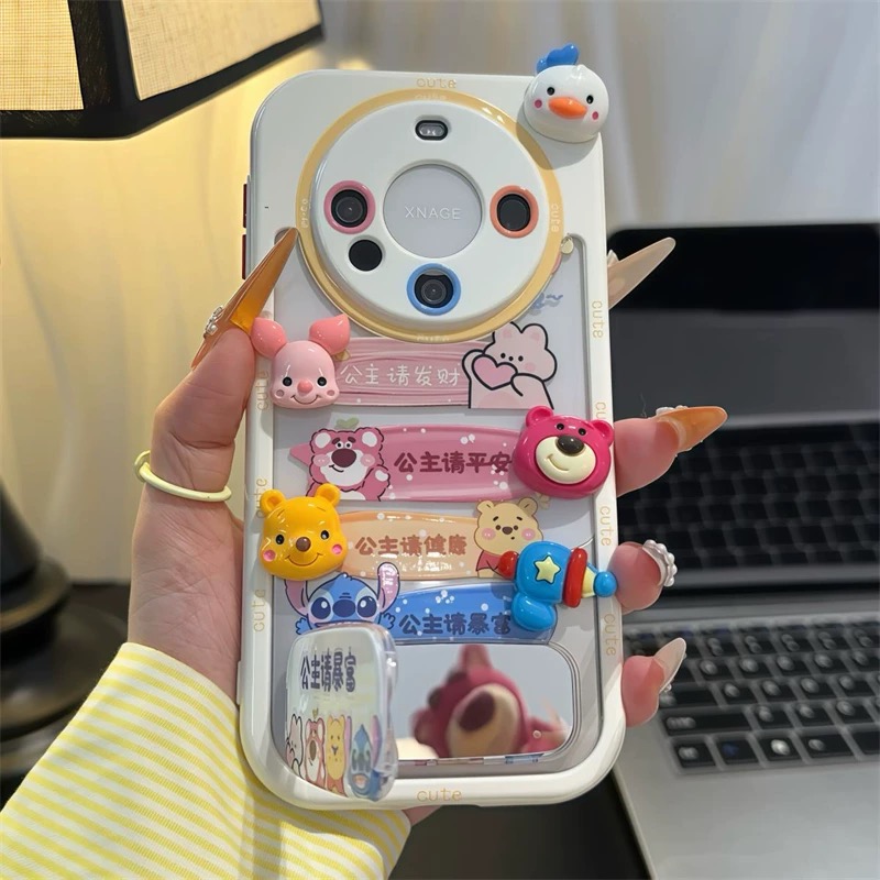 Ốp lưng Disney gấu Lotso & Winnie the Pooh kèm gương_O109 (Iphone, Huawei, Honor, OPPO, Vivo, Xiaomi & Redmi)