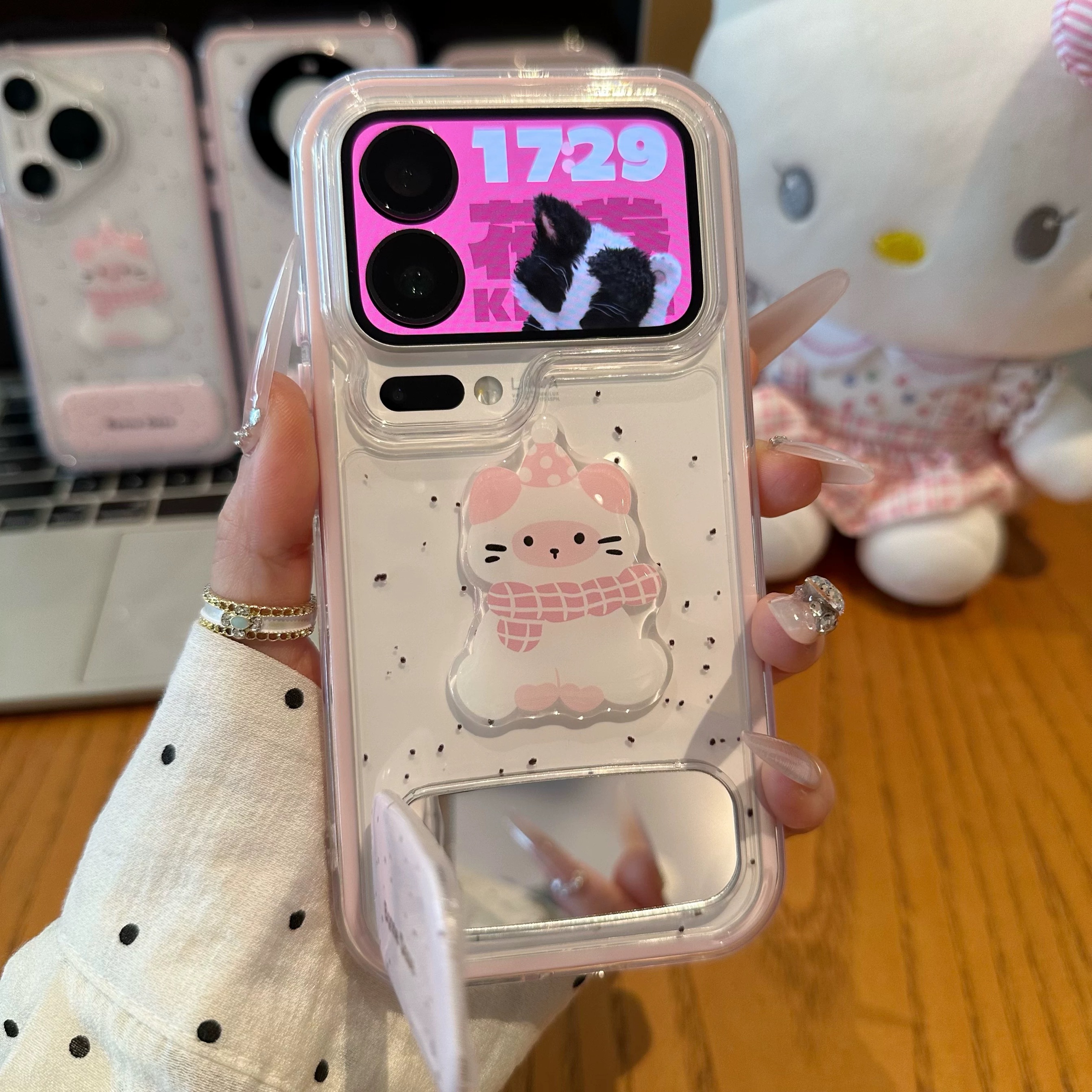 Ốp lưng Heo hồng dễ thương kèm gương_O76 (Iphone, Huawei, Honor, OPPO, Vivo, Xiaomi & Redmi)