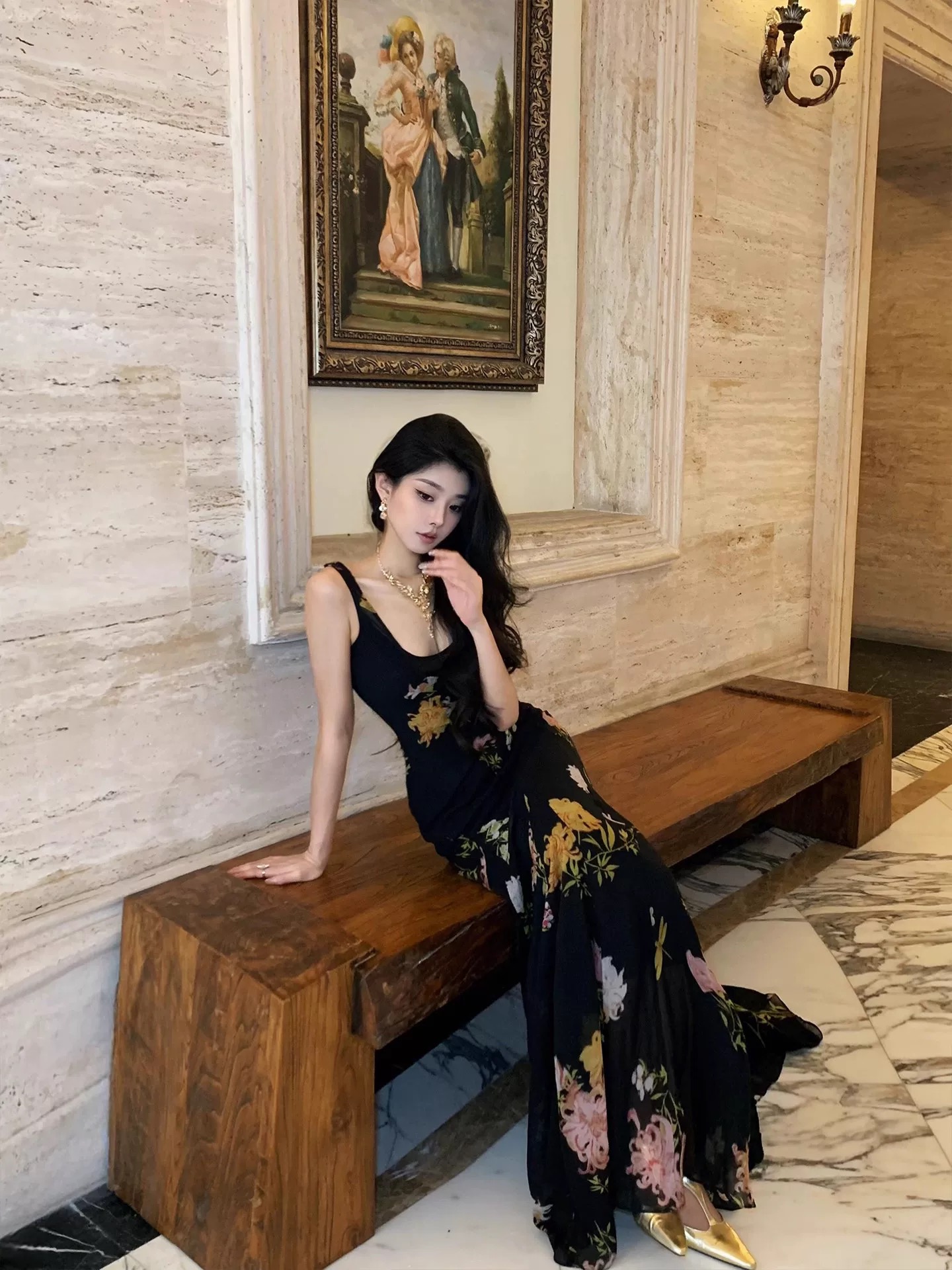 Đầm maxi hoa dáng suông_Y47