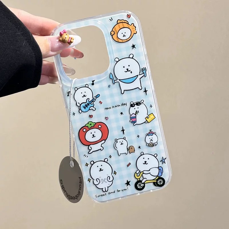 Ốp lưng gấu trắng dễ thương kèm giá đỡ_O139 (Iphone, Huawei, Honor, OPPO, Vivo, Xiaomi & Redmi)