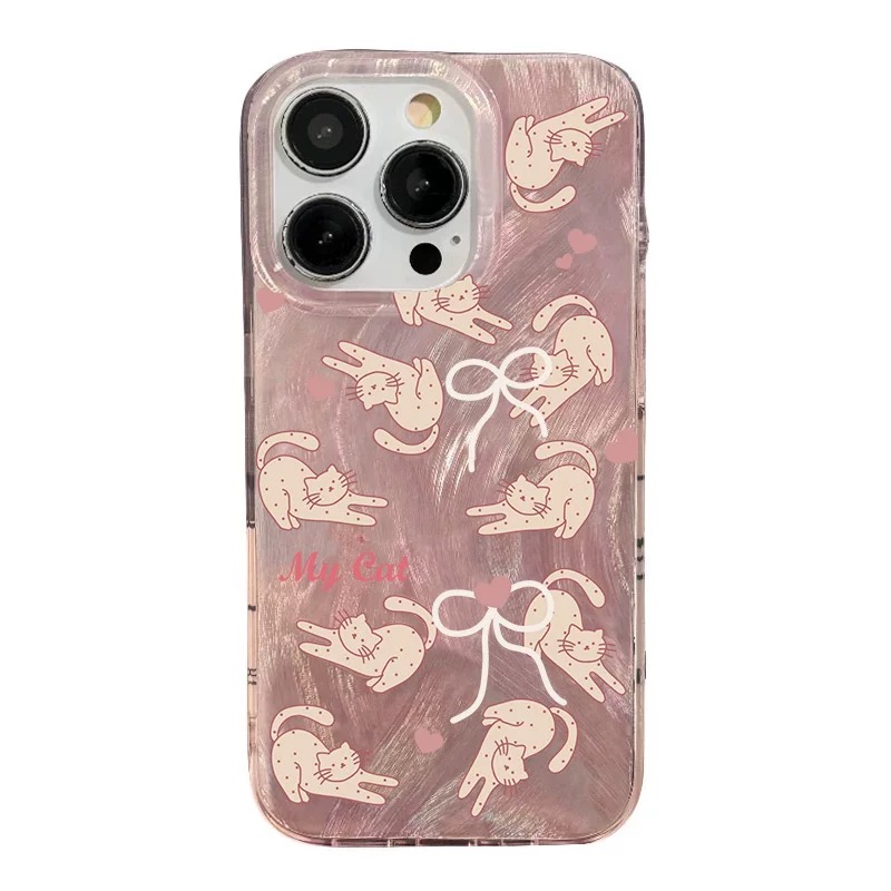 Ốp lưng mèo hồng kèm móc bông_O51 (Iphone, Huawei, Honor, OPPO, Vivo, Xiaomi & Redmi)