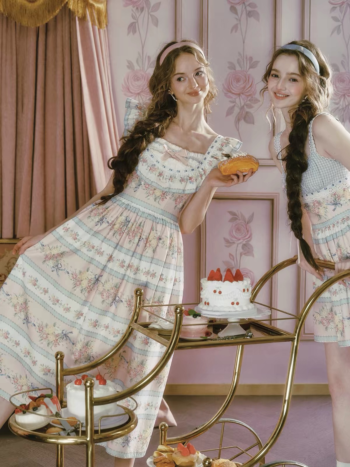 LaceMade váy hai dây họa tiết hoa vintage_Y114