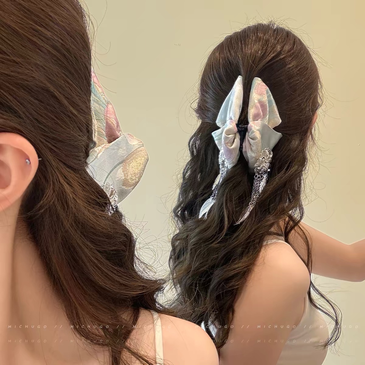 Kẹp tóc cánh vải tua rua_T28
