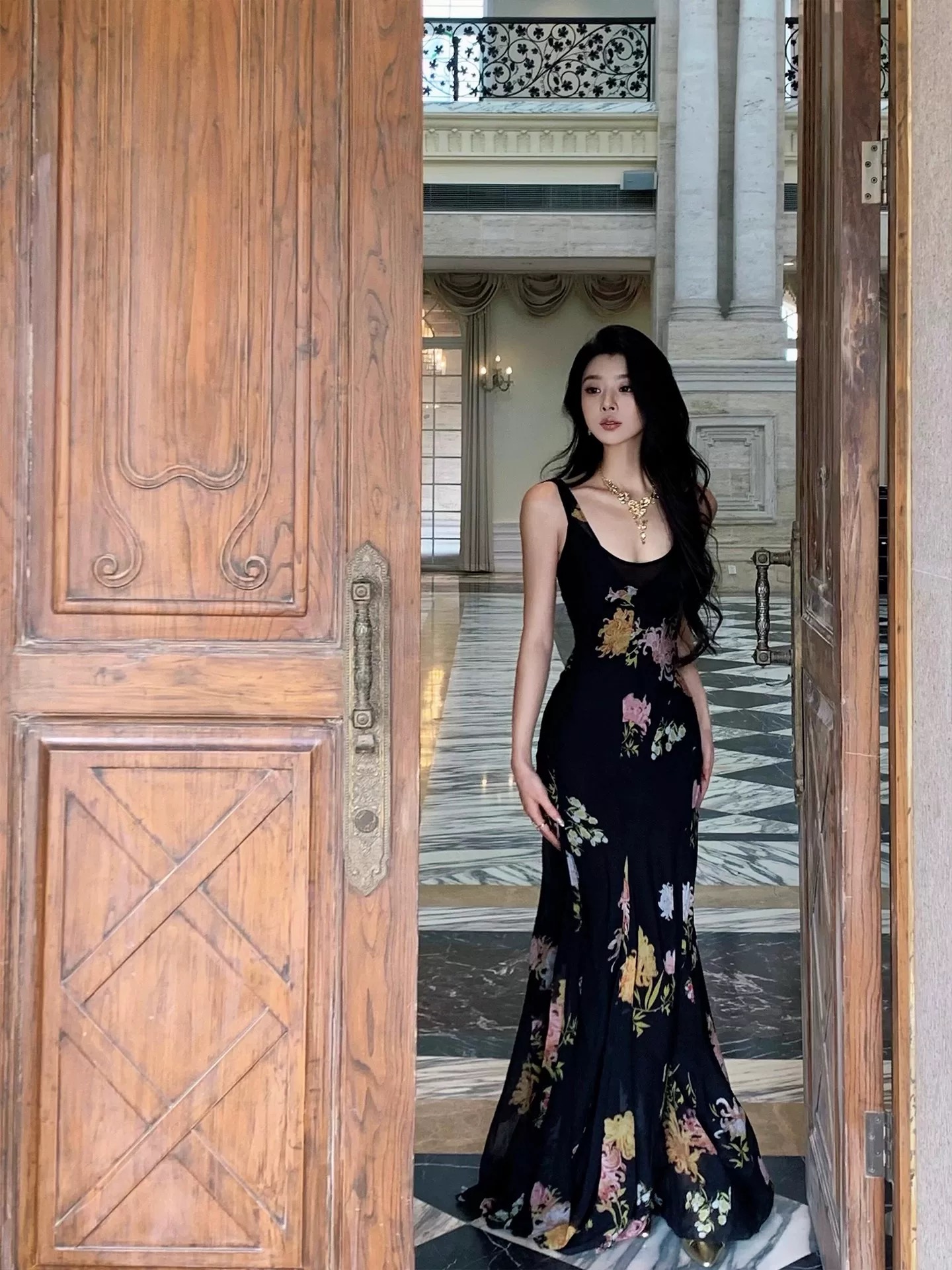 Đầm maxi hoa dáng suông_Y47