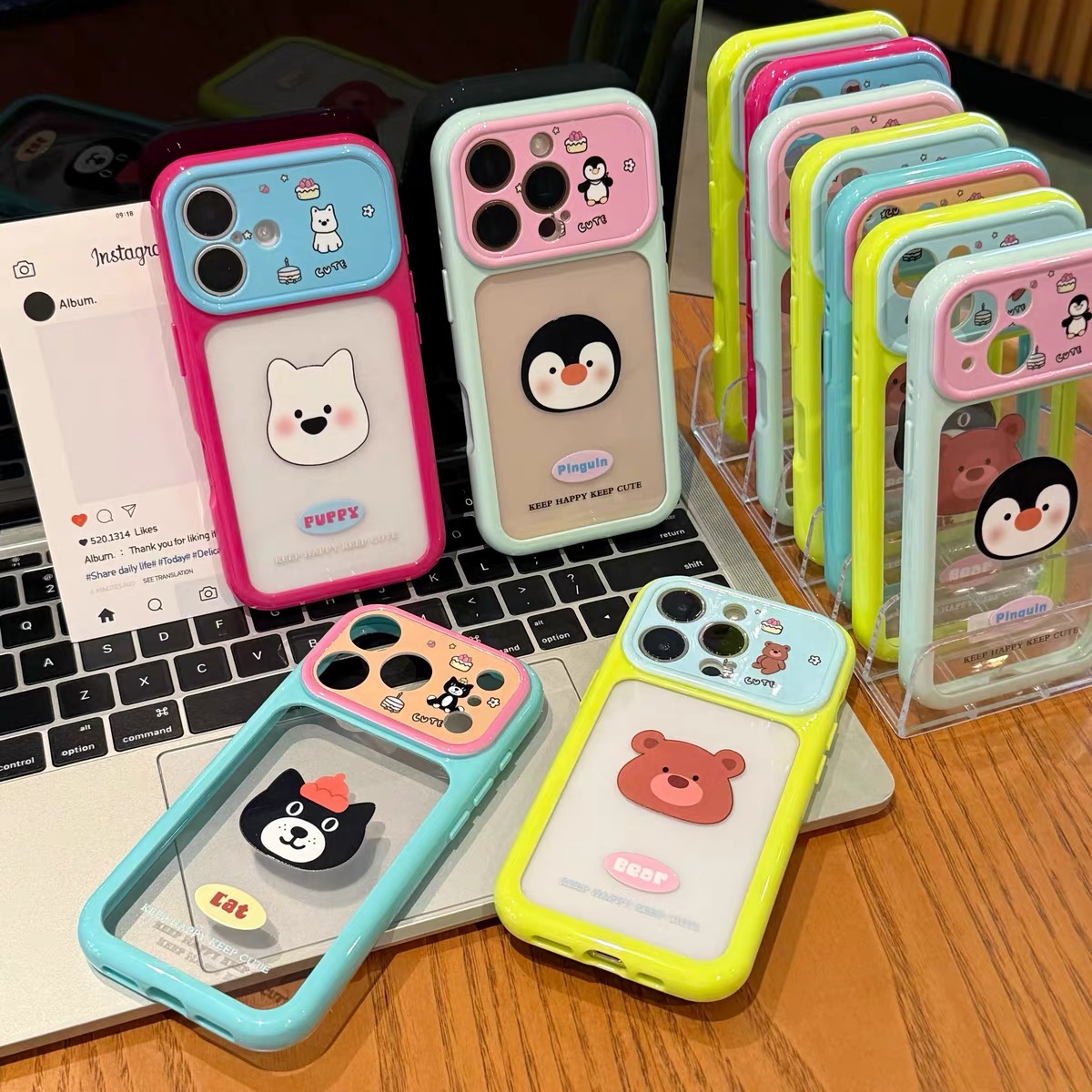 Ốp lưng điện thoại Gấu & Chim Cánh Cụt phối màu pastel_O176 (Iphone, Huawei, Honor, OPPO, Vivo, Xiaomi & Redmi)