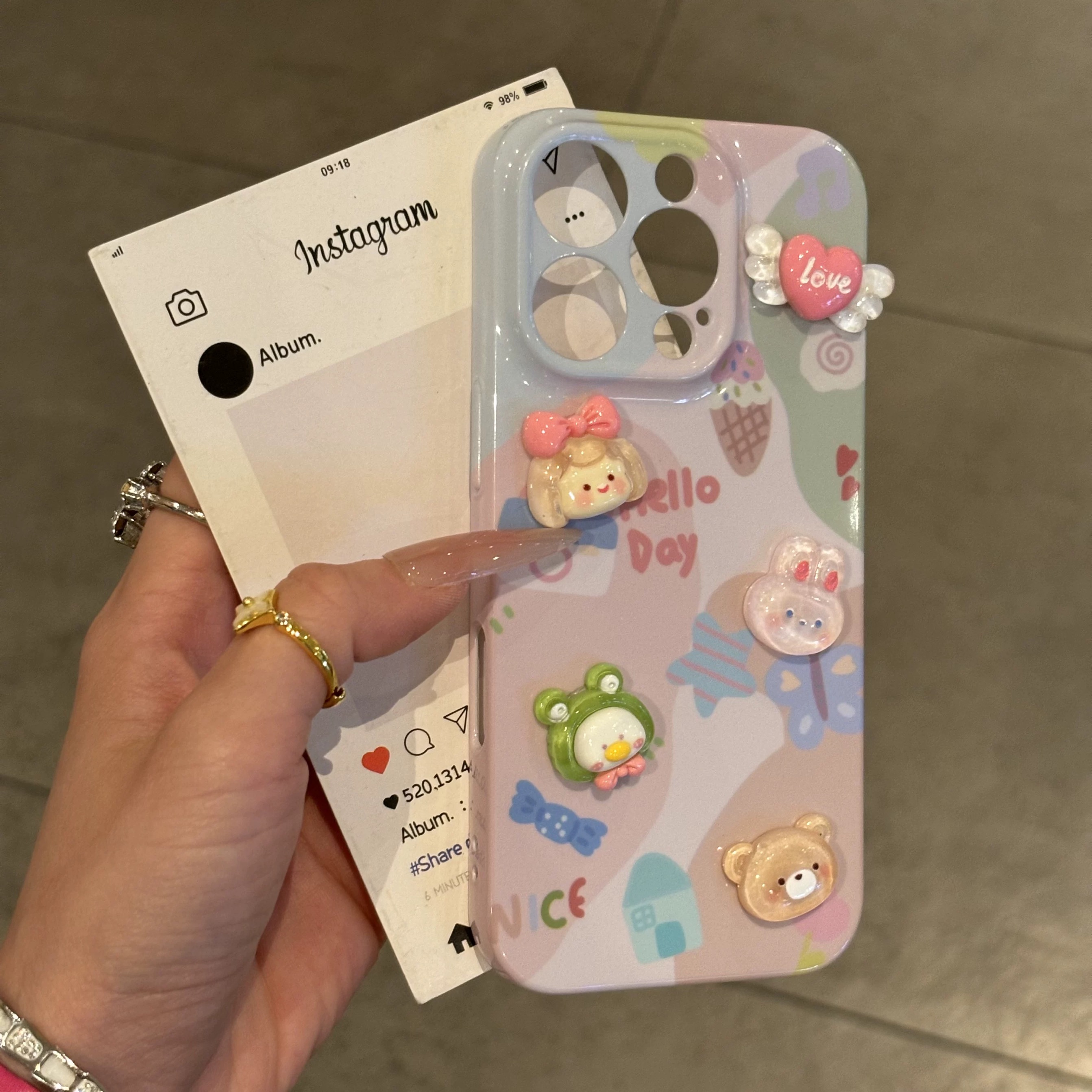 Ốp lưng Hello Day charm nổi_O129 (Iphone, Huawei, Honor, OPPO, Vivo, Xiaomi & Redmi)