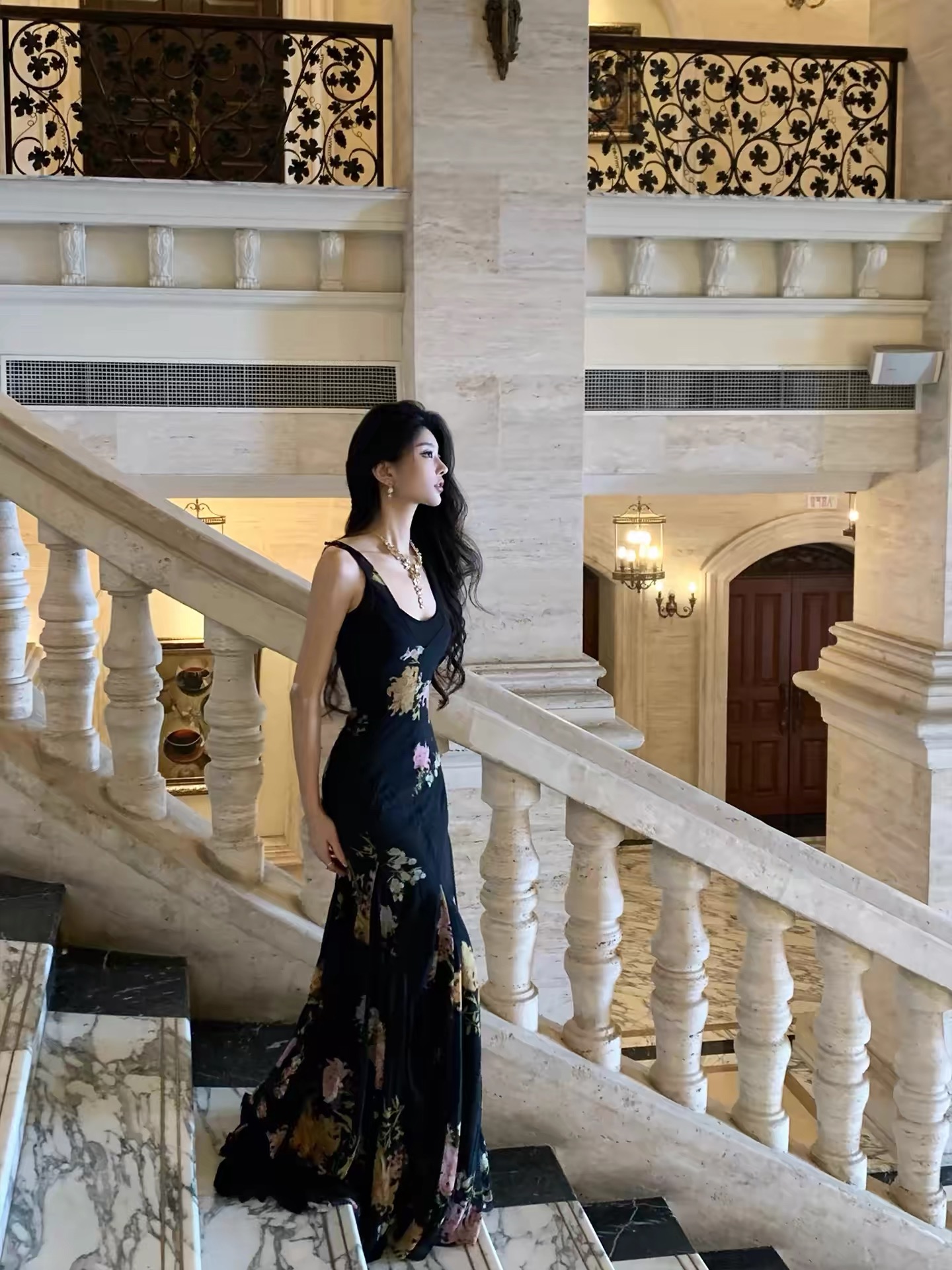 Đầm maxi hoa dáng suông_Y47