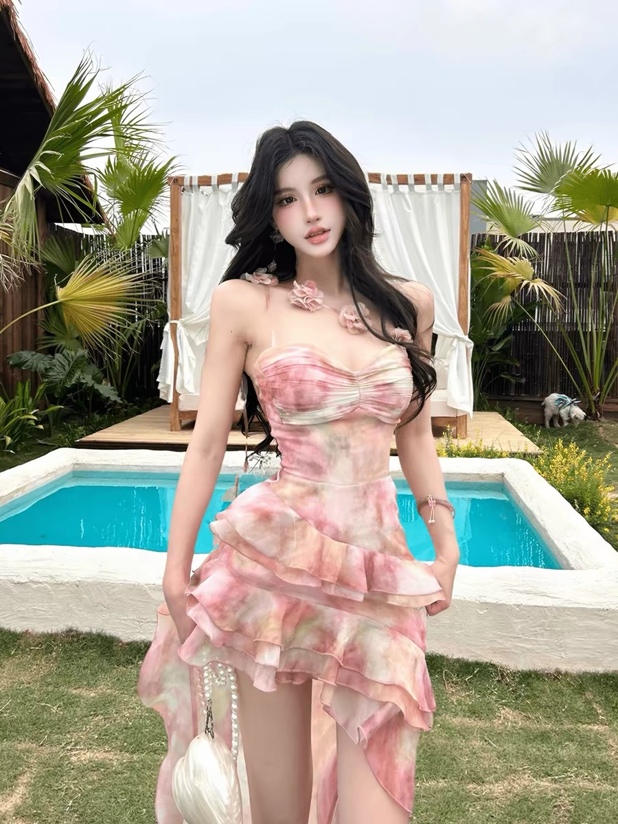 Váy lệch vai tầng đuôi dài_Y32