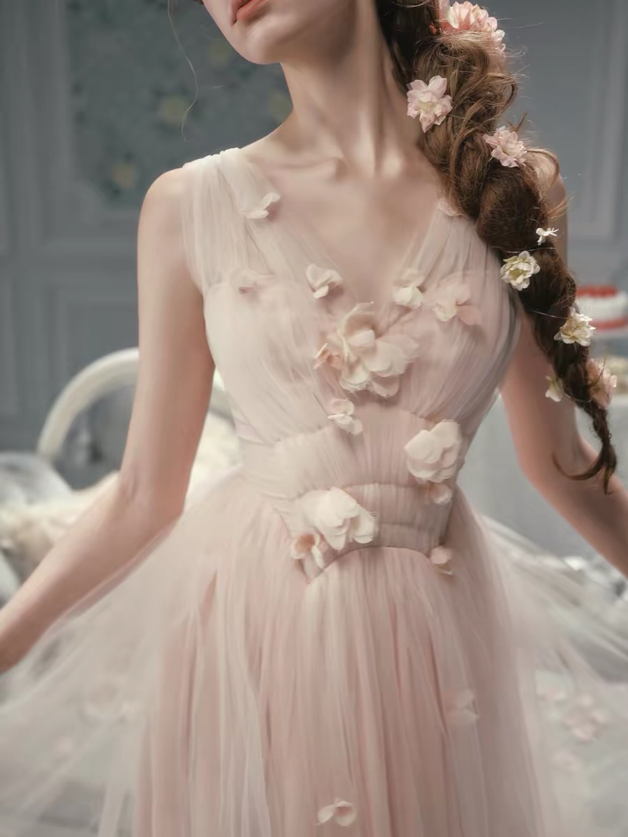 LaceMade váy công chúa voan đính hoa_Y54