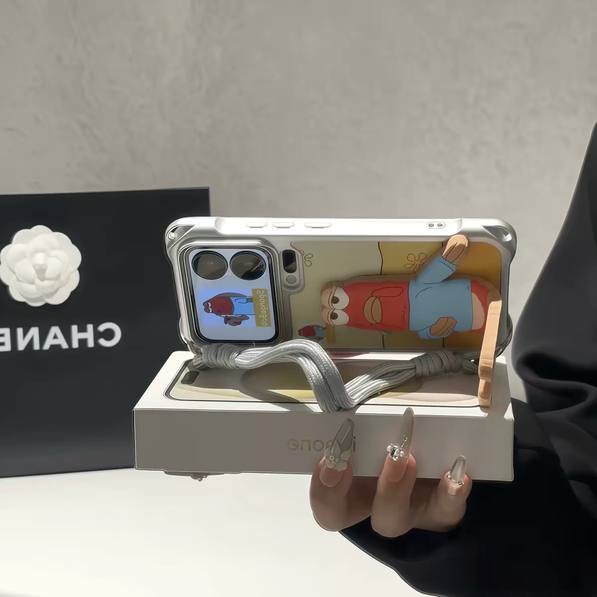Ốp lưng SpongeBob kèm dây đeo_O223 (Iphone, Huawei, Honor, OPPO, Vivo, Xiaomi & Redmi)