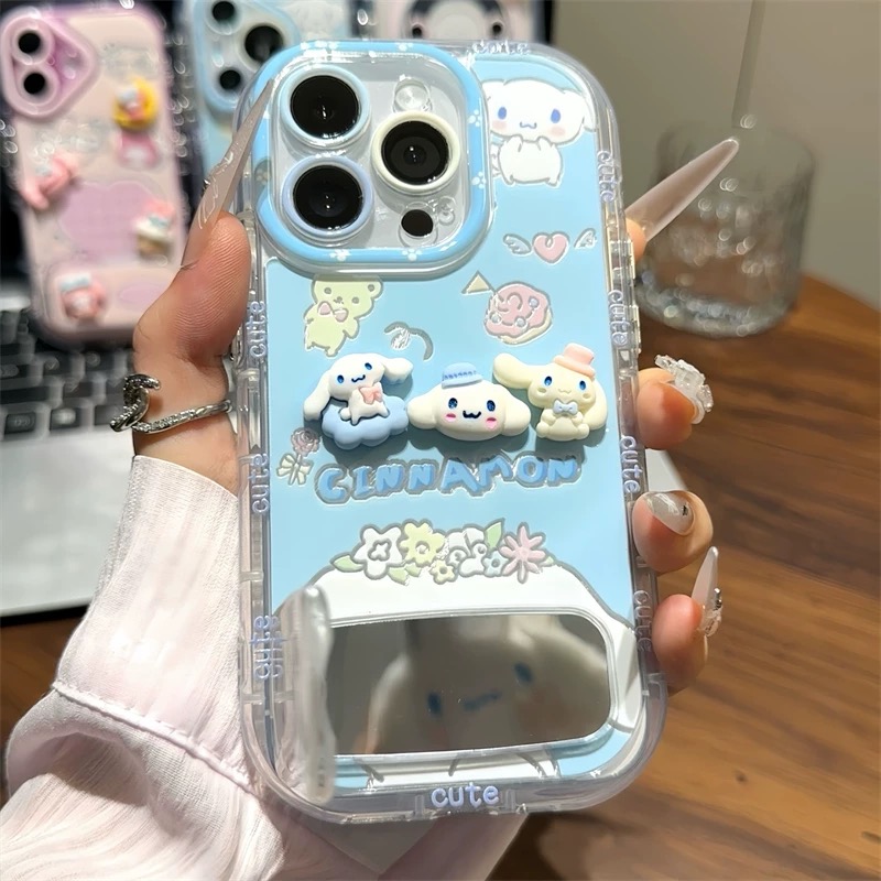 Ốp lưng Cinnamoroll & My Melody kèm gương_O110 (Iphone, Huawei, Honor, OPPO, Vivo, Xiaomi & Redmi)