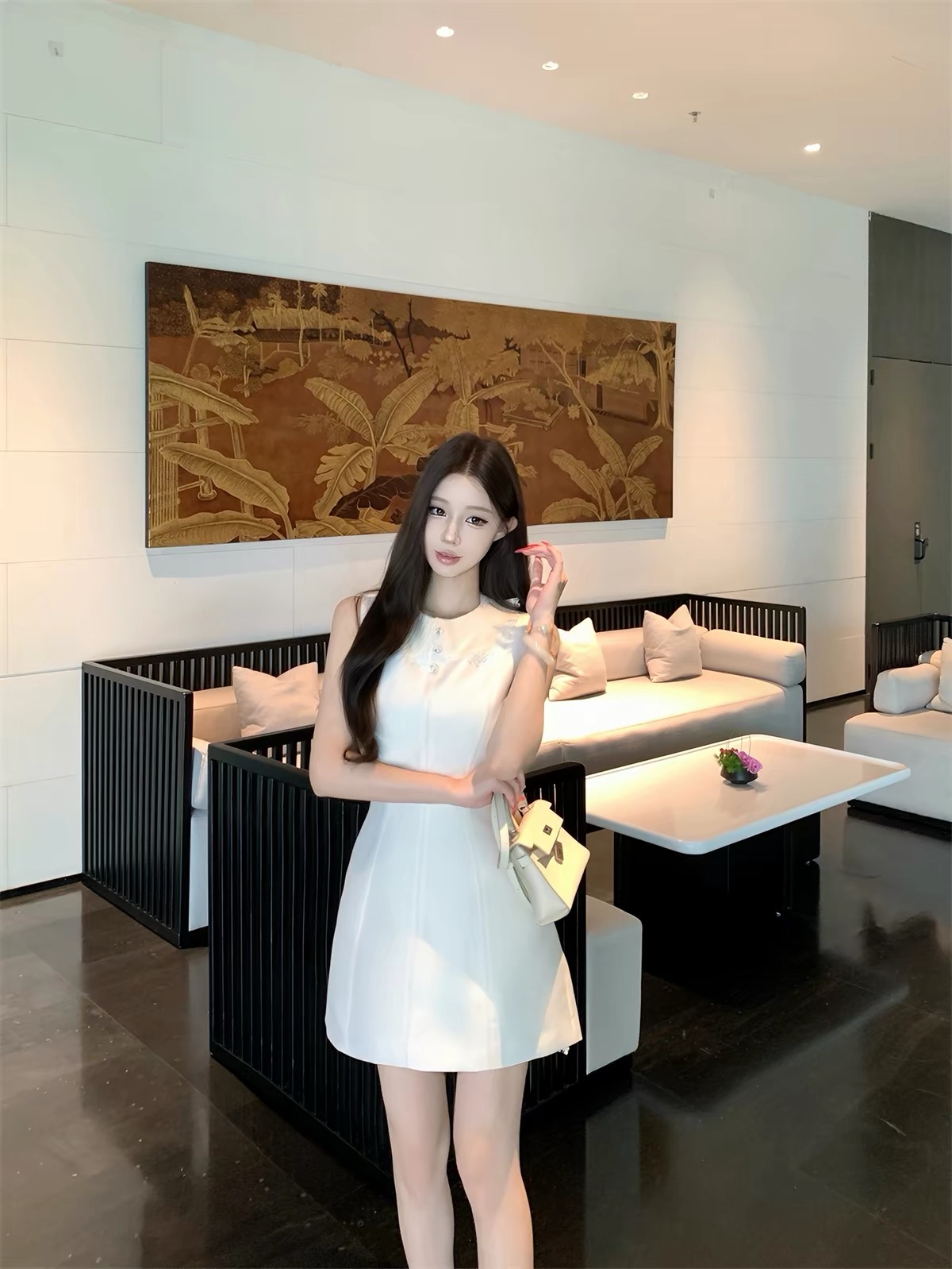 Váy chữ A cổ tròn nữ tính_Y85