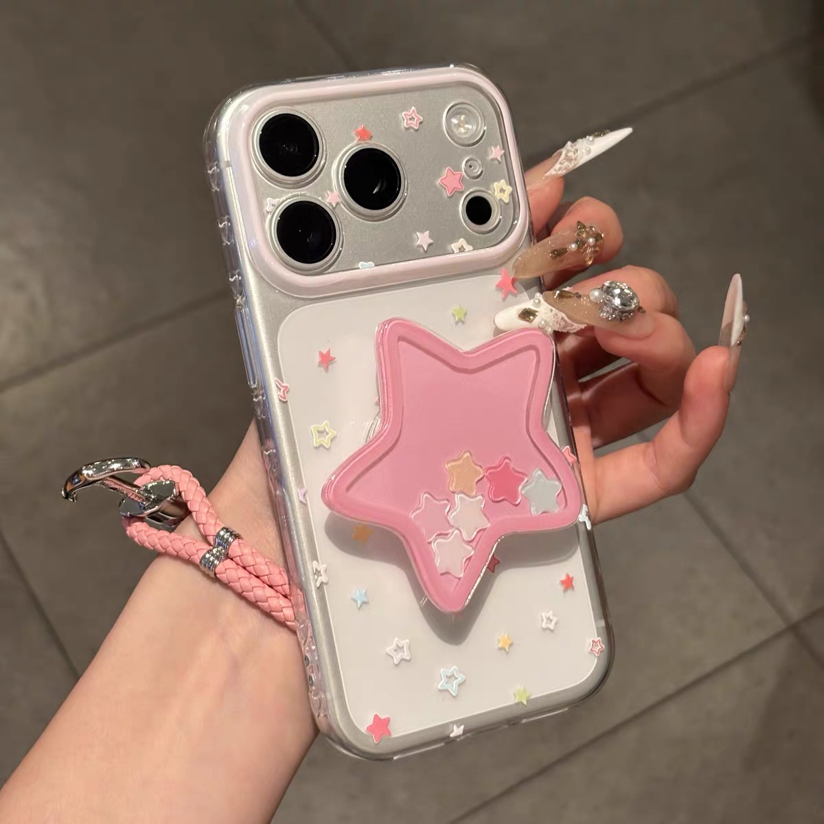 Ốp lưng ngôi sao đính charm dây treo_O173 (Iphone, Huawei, Honor, OPPO, Vivo, Xiaomi & Redmi)