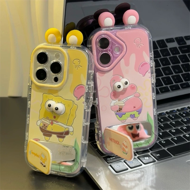 Ốp lưng SpongeBob và Patrick kèm gương_O36 (Iphone, Huawei, Honor, OPPO, Vivo, Xiaomi & Redmi)