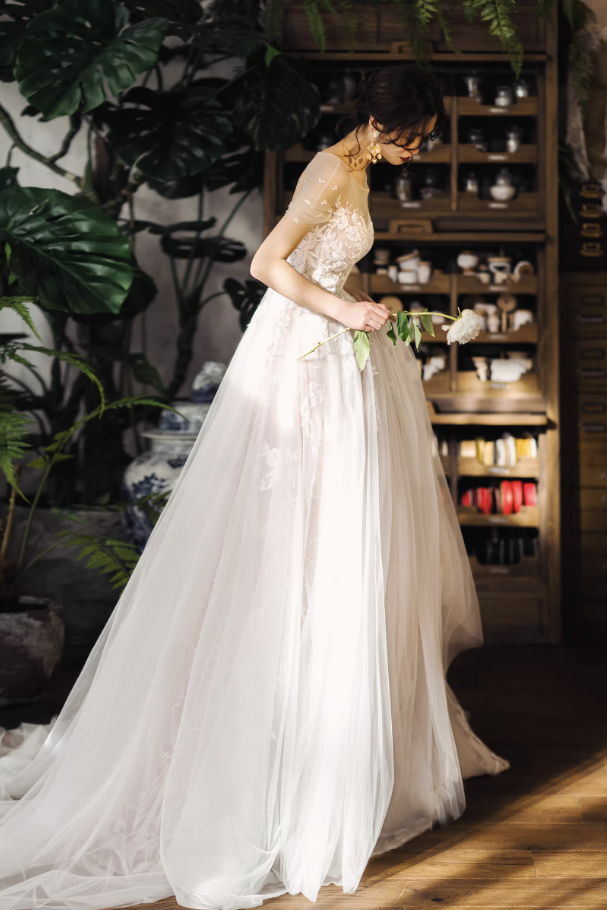 Váy cưới ren cao cấp dáng A mềm mại_I19