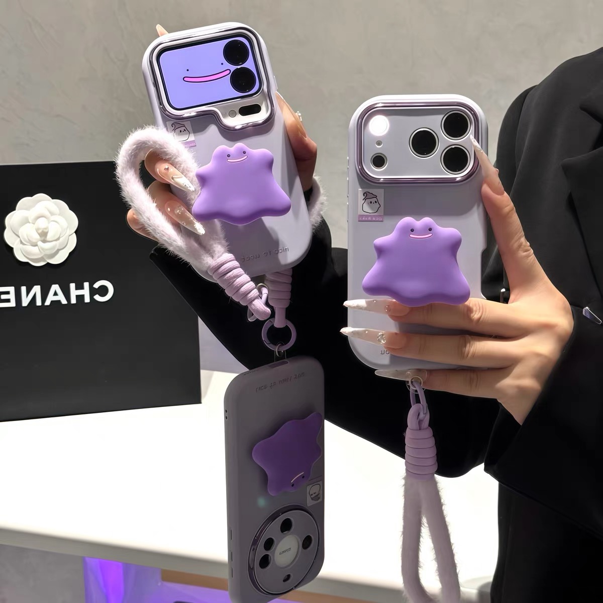 Ốp lưng hình đám mây tím có dây đeo tay_O226 (Iphone, Huawei, Honor, OPPO, Vivo, Xiaomi & Redmi)