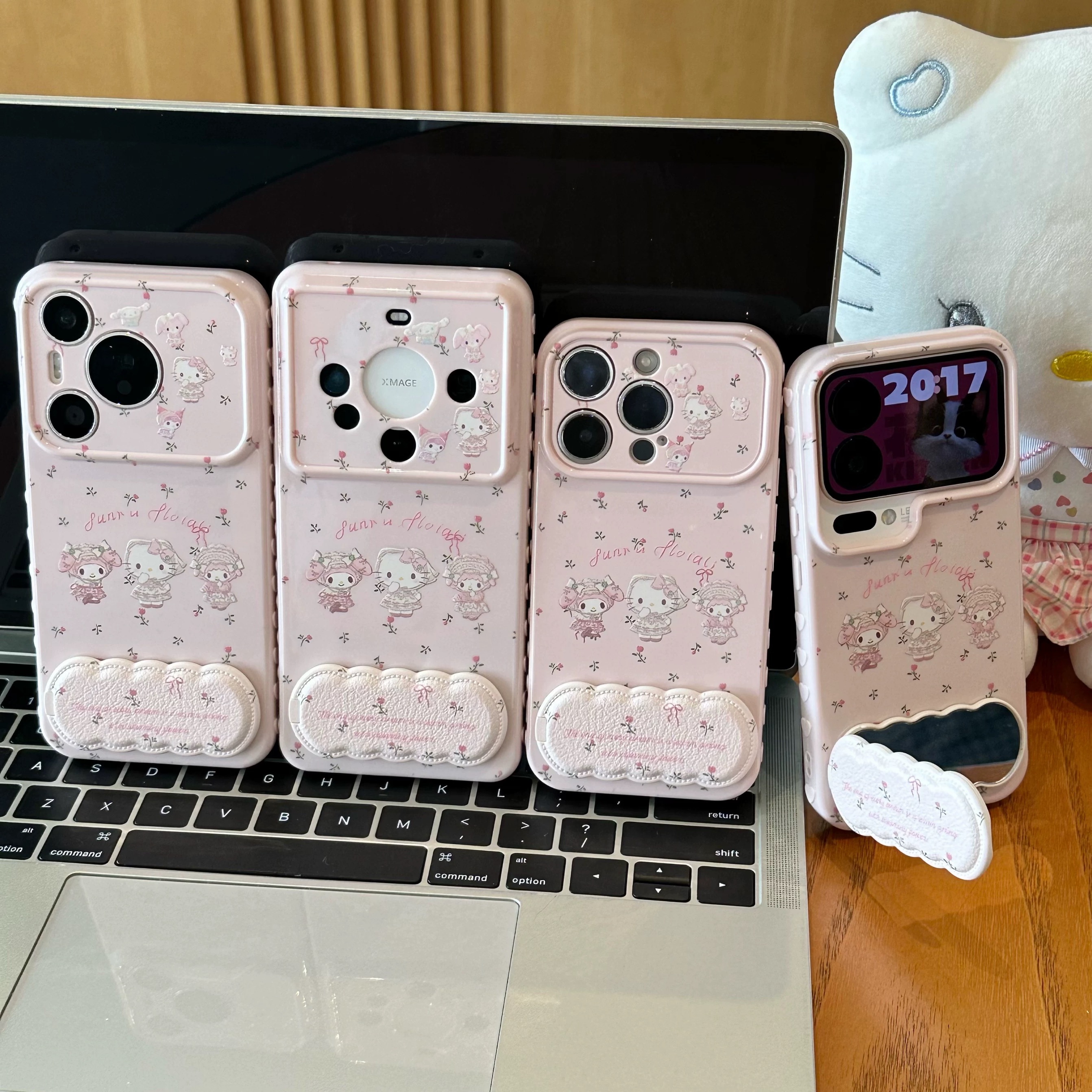 Ốp lưng Hello Kitty & My Melody hoa nhí kèm gương_O98 (Iphone, Huawei, Honor, OPPO, Vivo, Xiaomi & Redmi)