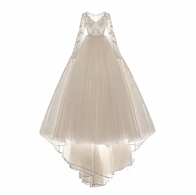 Váy cưới tay ren lưng hở sang trọng_I02