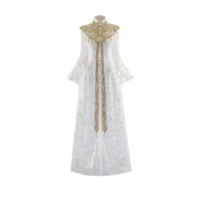 Váy cưới cổ cao thêu ngọc trai phong cách Trung Hoa_I21