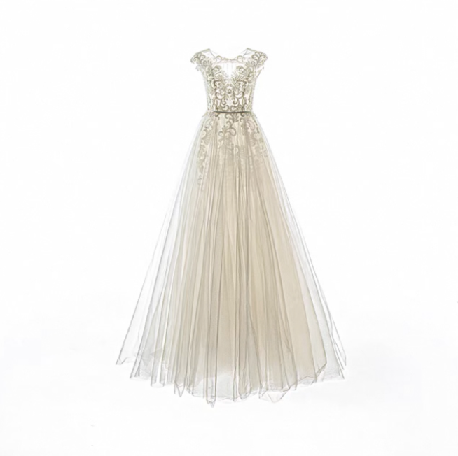 Váy cưới ren lưng hở đính đá sang trọng_I27