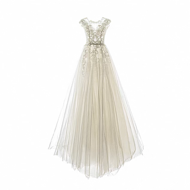 Váy cưới ren lưng hở đính đá sang trọng_I27