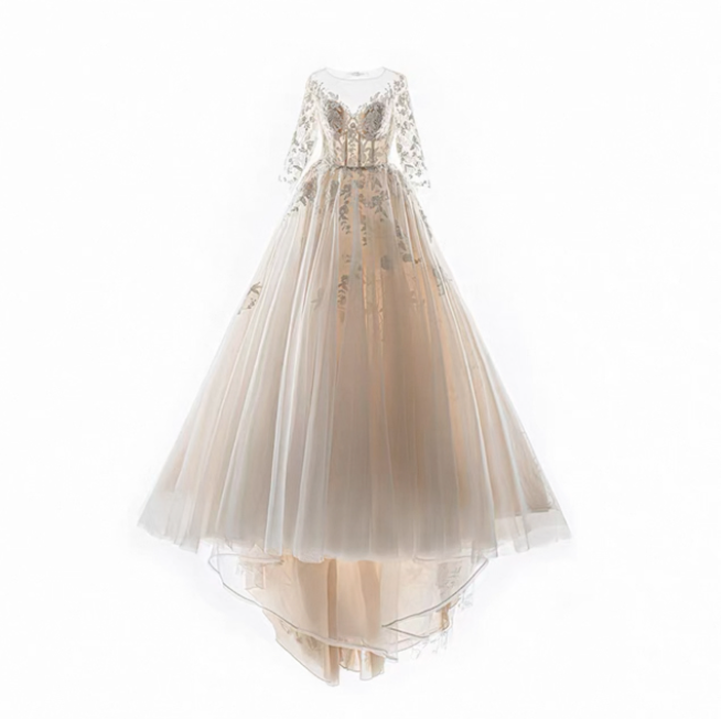 Váy cưới ren tay dài dáng công chúa thanh lịch_I29