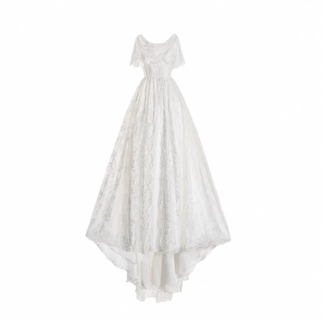 Váy cưới ren mềm cổ đổ nhẹ nhàng_I30