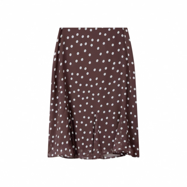 Áo chấm bi tay bồng phối chân váy midi nữ tính_V10