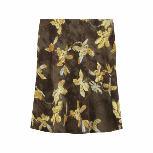 Áo 2 dây ôm phối chân váy họa tiết dáng ngắn_V11