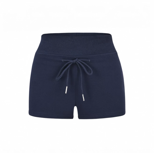 Quần short nữ lưng cao dây rút chất cotton co giãn_Q01