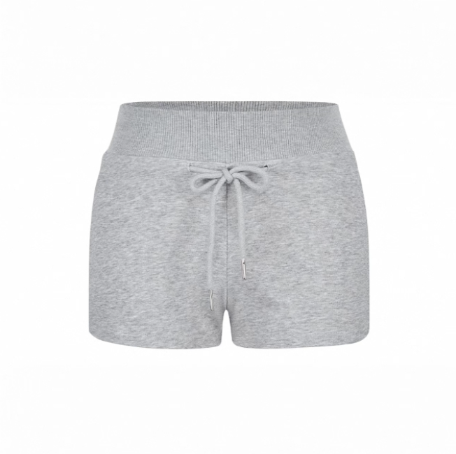 Quần short nữ lưng cao dây rút chất cotton co giãn_Q01