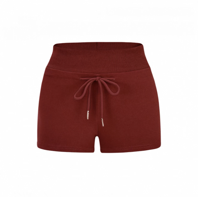 Quần short nữ lưng cao dây rút chất cotton co giãn_Q01