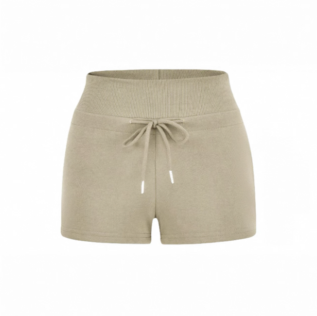 Quần short nữ lưng cao dây rút chất cotton co giãn_Q01