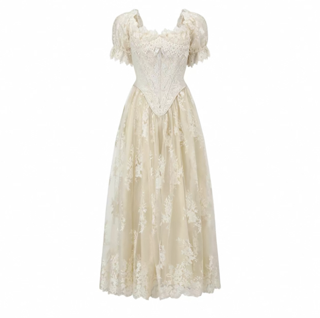 Lacemade váy corset ren kem công chúa vintage_Y07