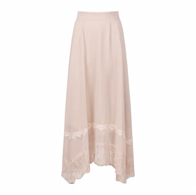 Áo ren chân váy dài thắt nơ eo tiểu thư_V33