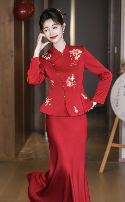 Sườn xám dáng ôm thêu hoa_I44